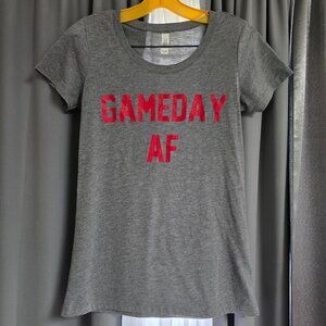 Game Day AF Graphic Tee T-Shirt Size Small Red Gray Football Baseball Basketball